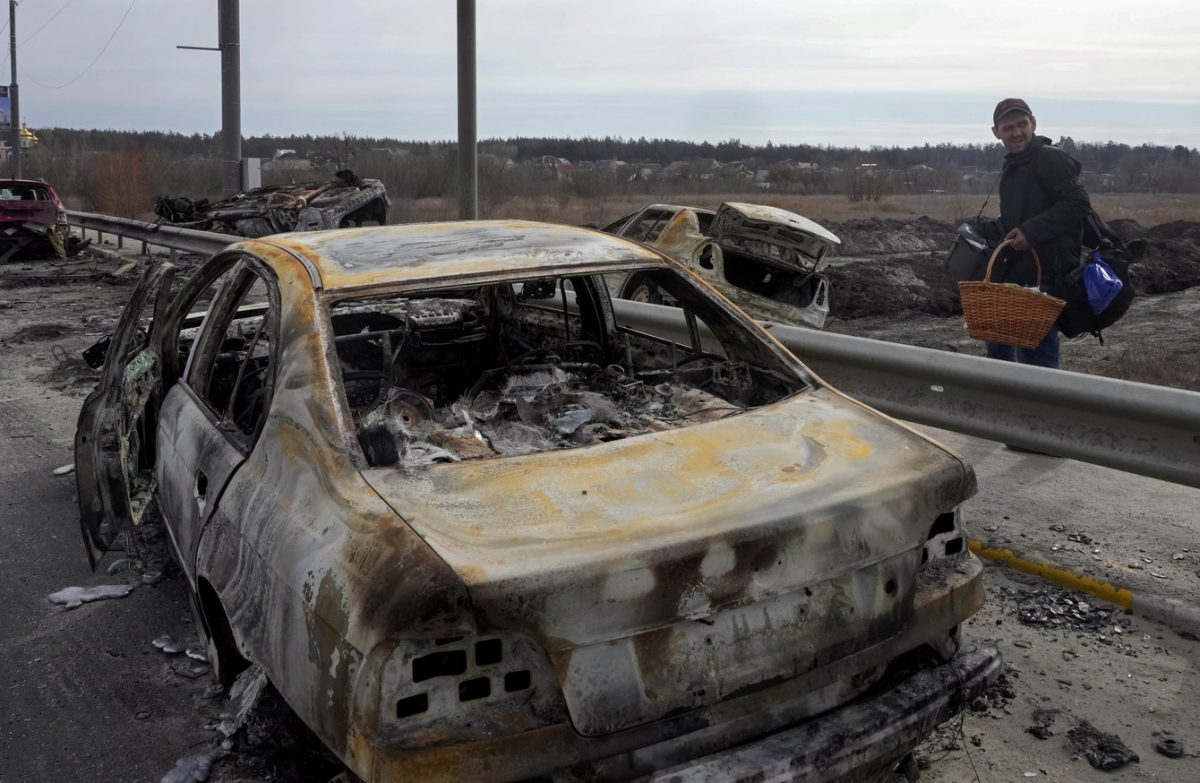 Russians are encountering resistance from the Ukrainian army to both the east and west of the capital.
