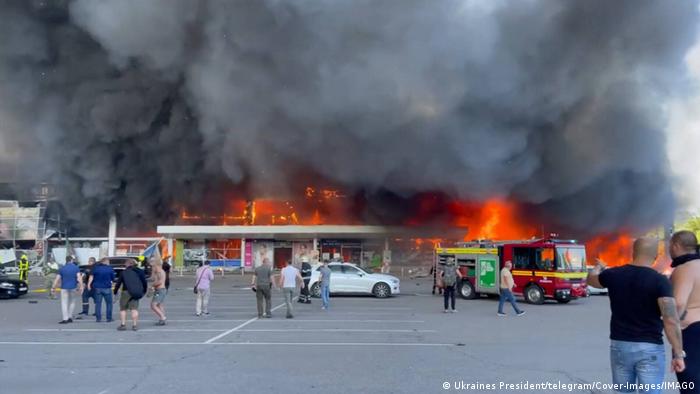 At least 18 people have died in a missile strike on a shopping centre in the Ukrainian city of Kremenchuk.