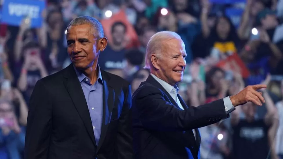 It is rare for Donald Trump to deliver the same message as Barack Obama and Joe Biden – but it happened when the Republican and two Democrats campaigned in Pennsylvania on the same day.