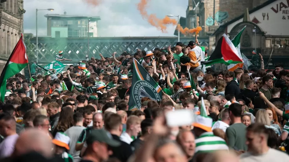 Three people were seriously assaulted as thousands of Celtic fans celebrated lifting the Scottish Premiership trophy.