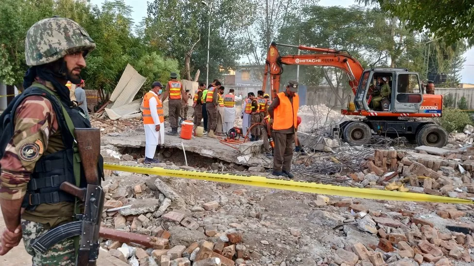 More than 50 people have been killed and dozens injured in a suicide attack in Pakistan, police say.